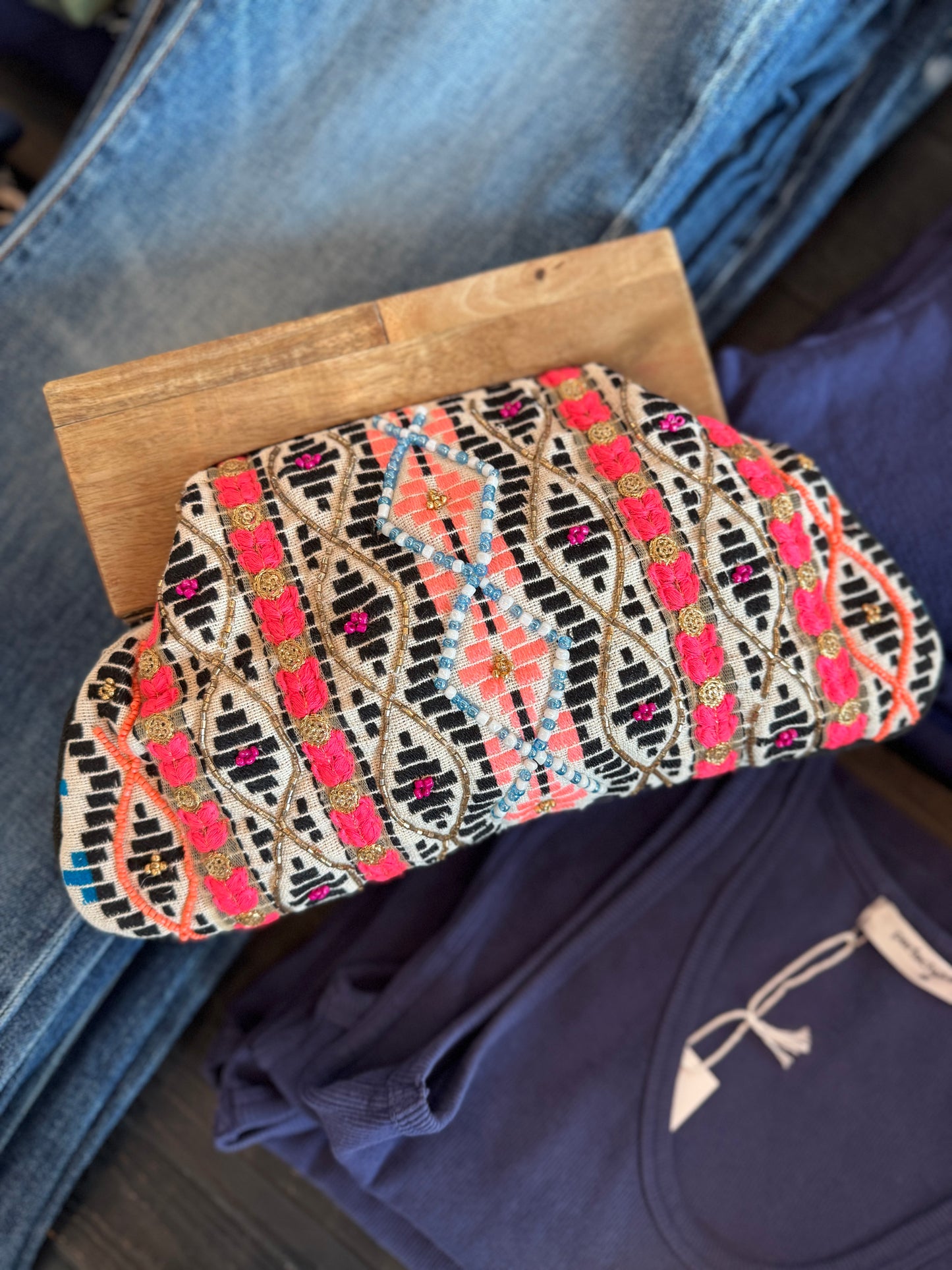 Diamond Stripe Clutch