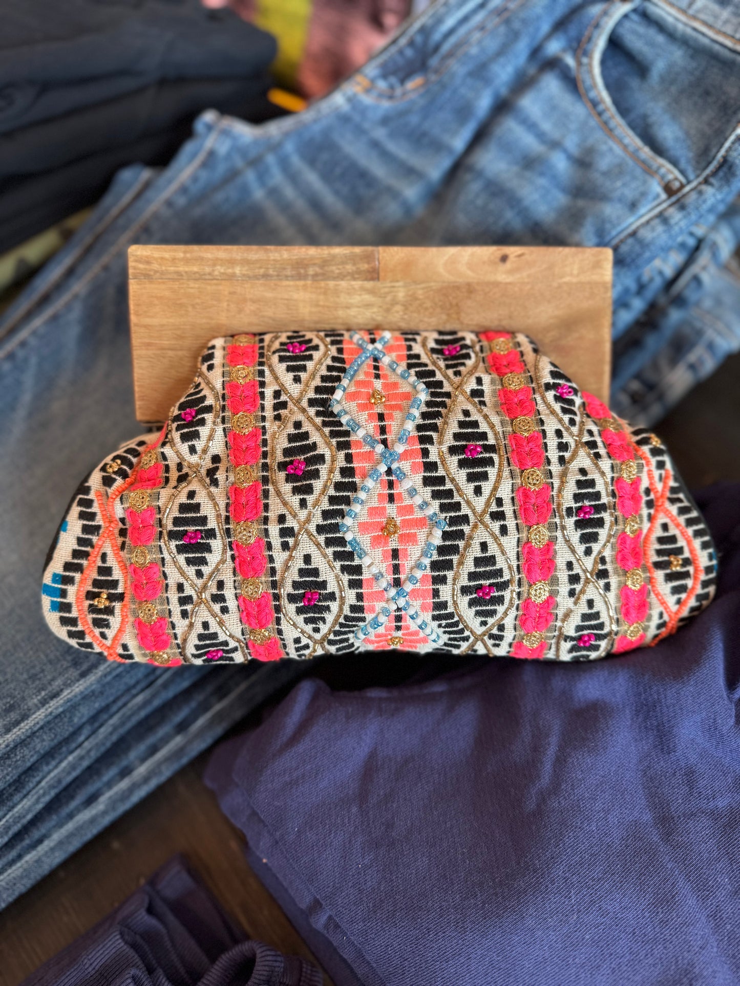 Diamond Stripe Clutch