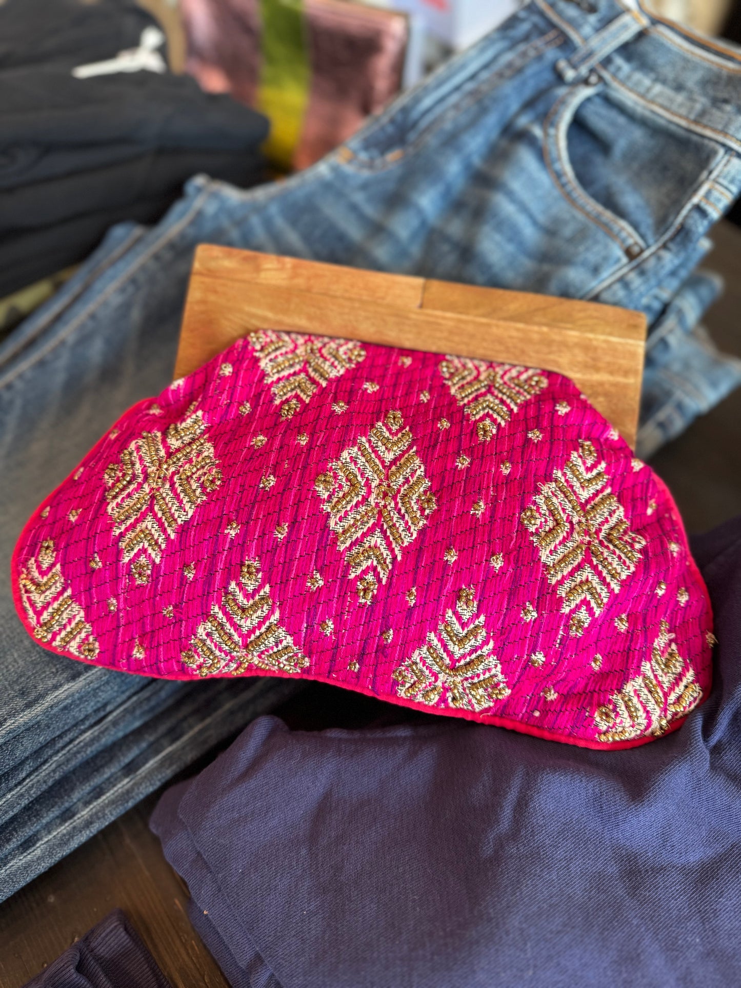 Pink Beaded Clutch
