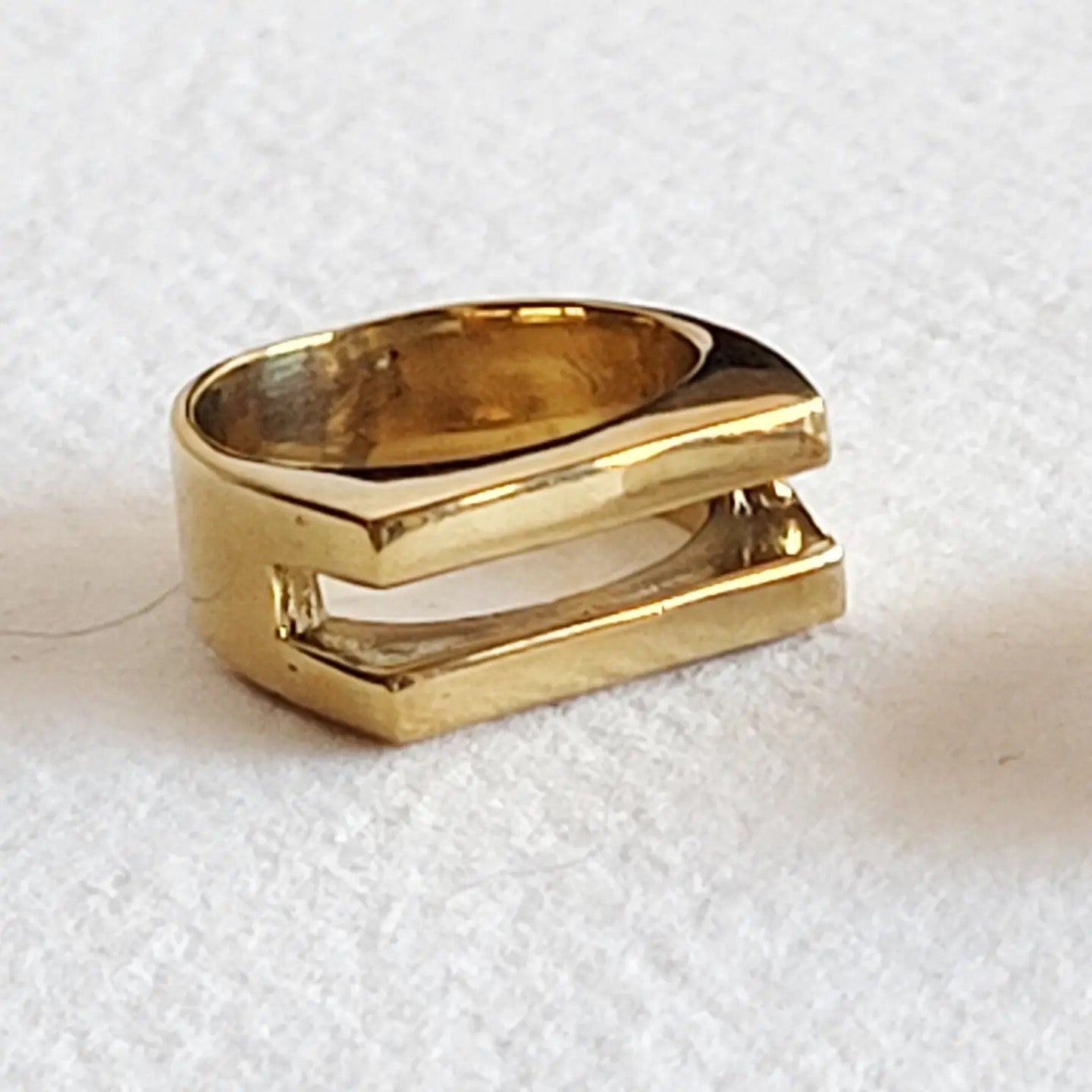 Brass Double Bar Ring Size 6