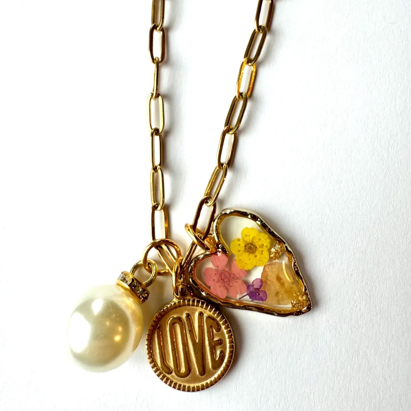 Pearl Floral Love Necklace