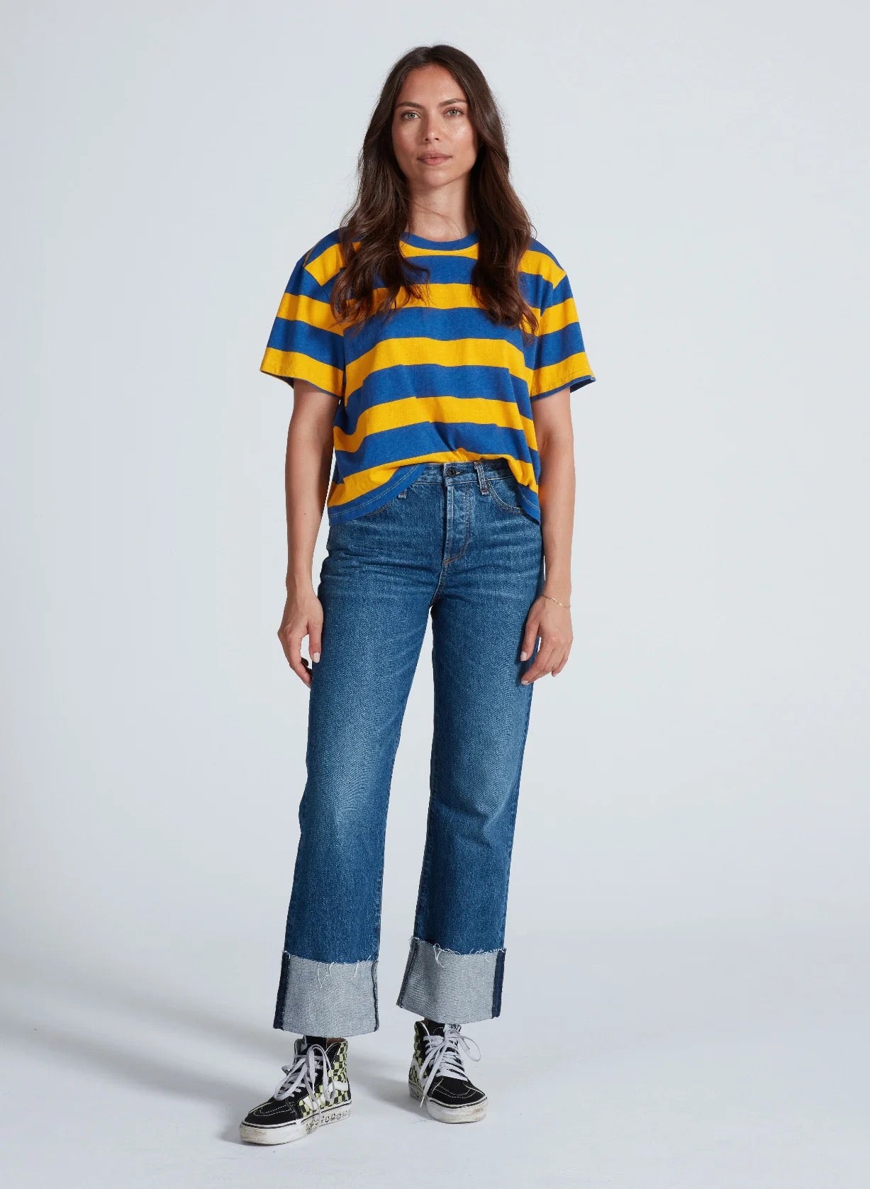 Cuffed Mid Rise Straight Jean