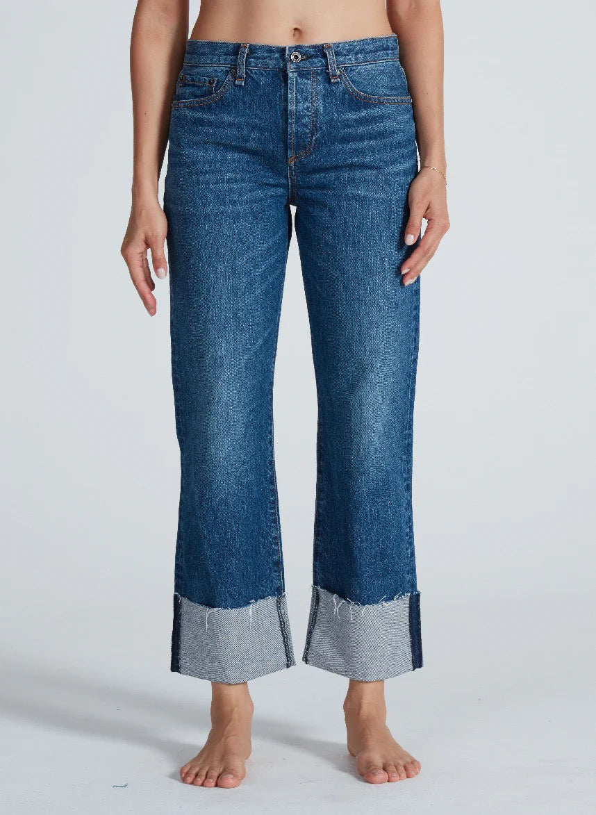 Cuffed Mid Rise Straight Jean