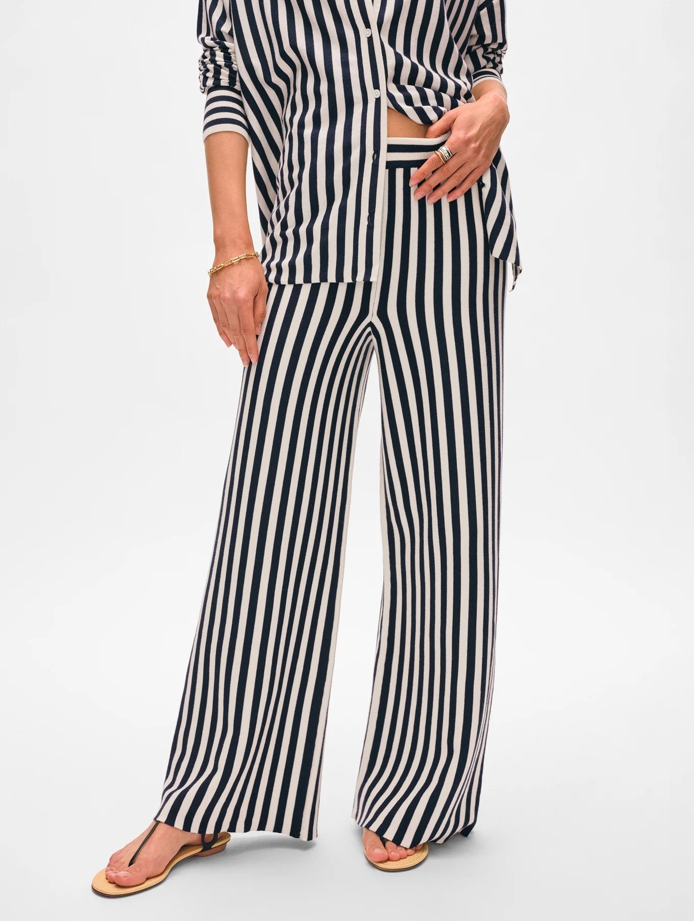 Superfine Or Striped Wide Leg Pant