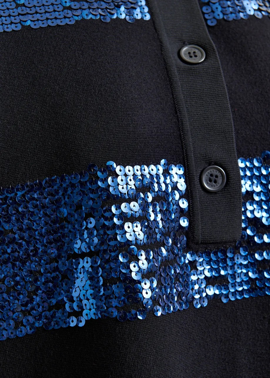 Illuminati Striped Sequin Polo