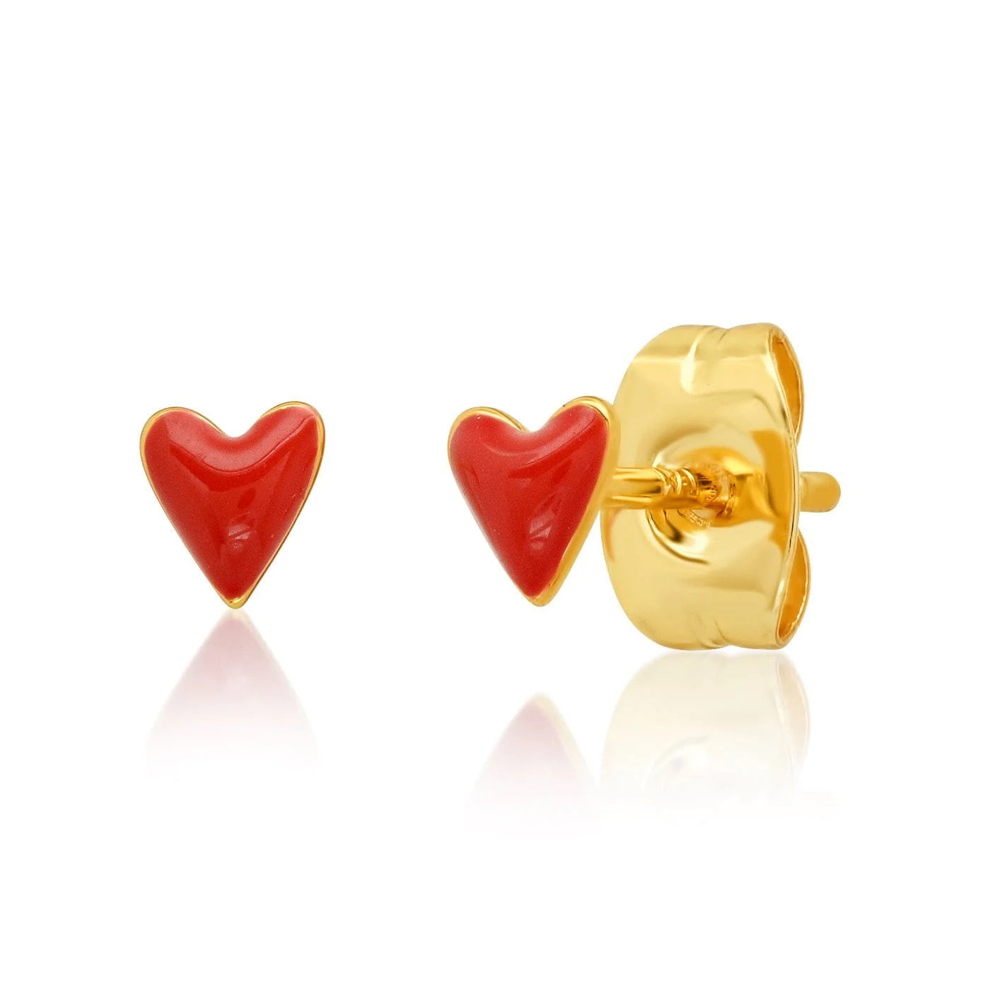 Red Enamel Mini Heart Studs