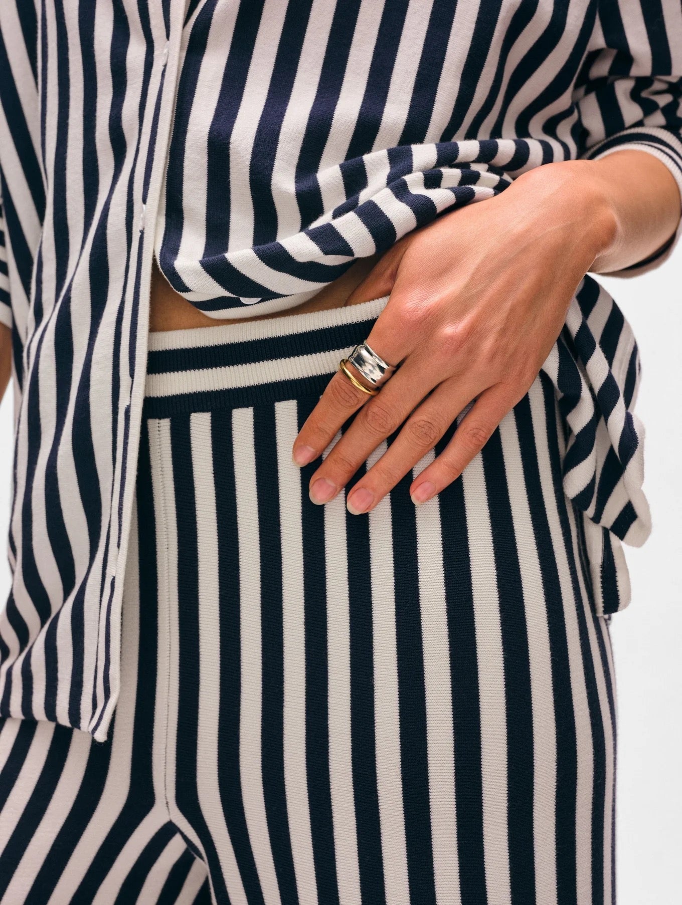 Superfine Or Striped Wide Leg Pant