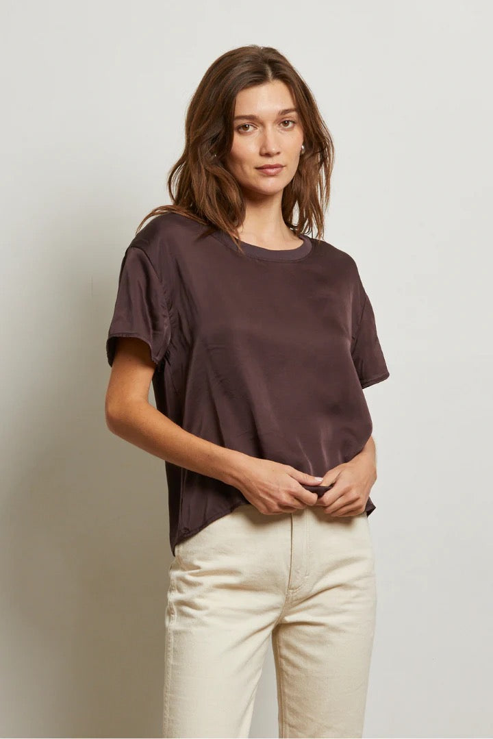 Delphine Satin Crew Neck Tee