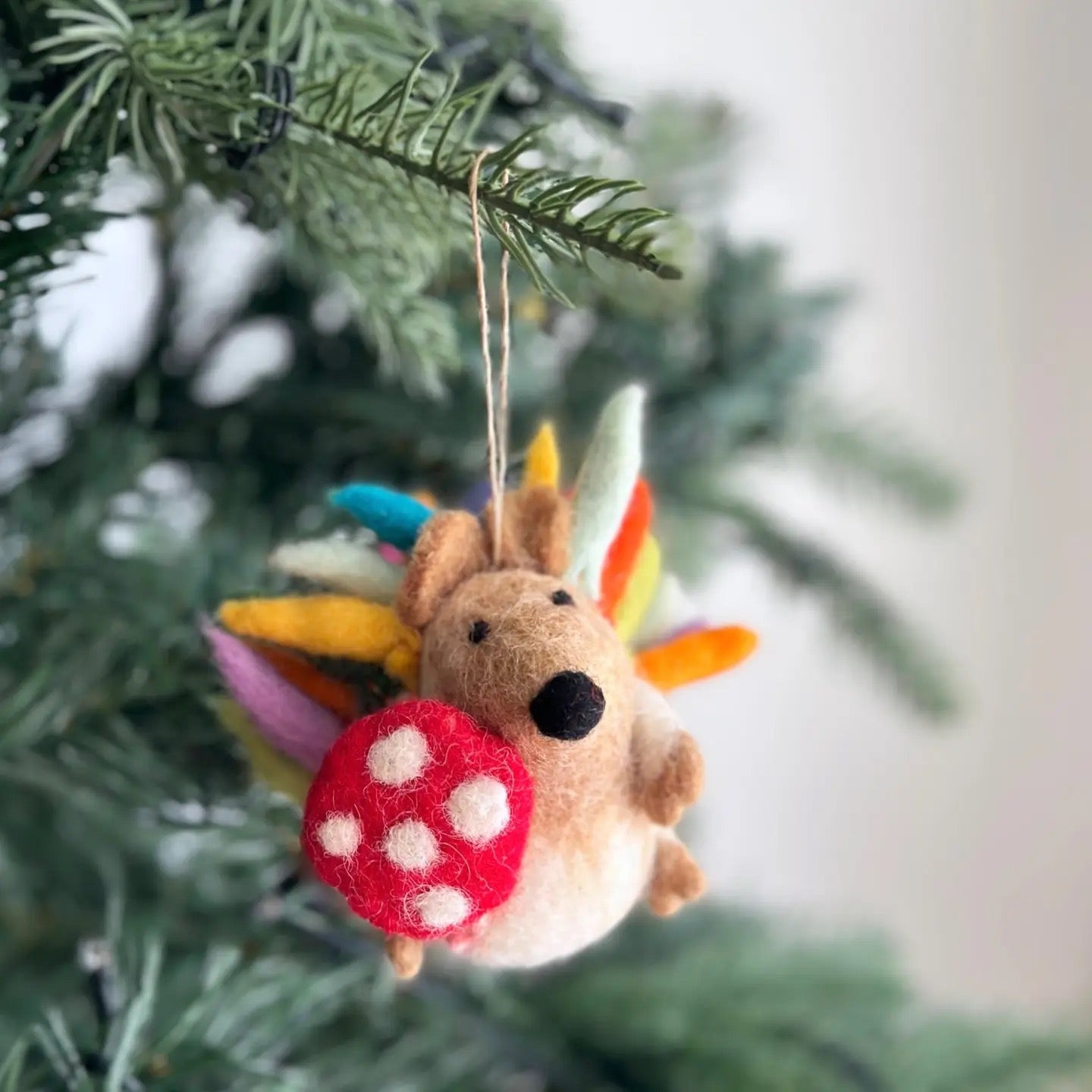 Hedgehog with Mushroom Ornament