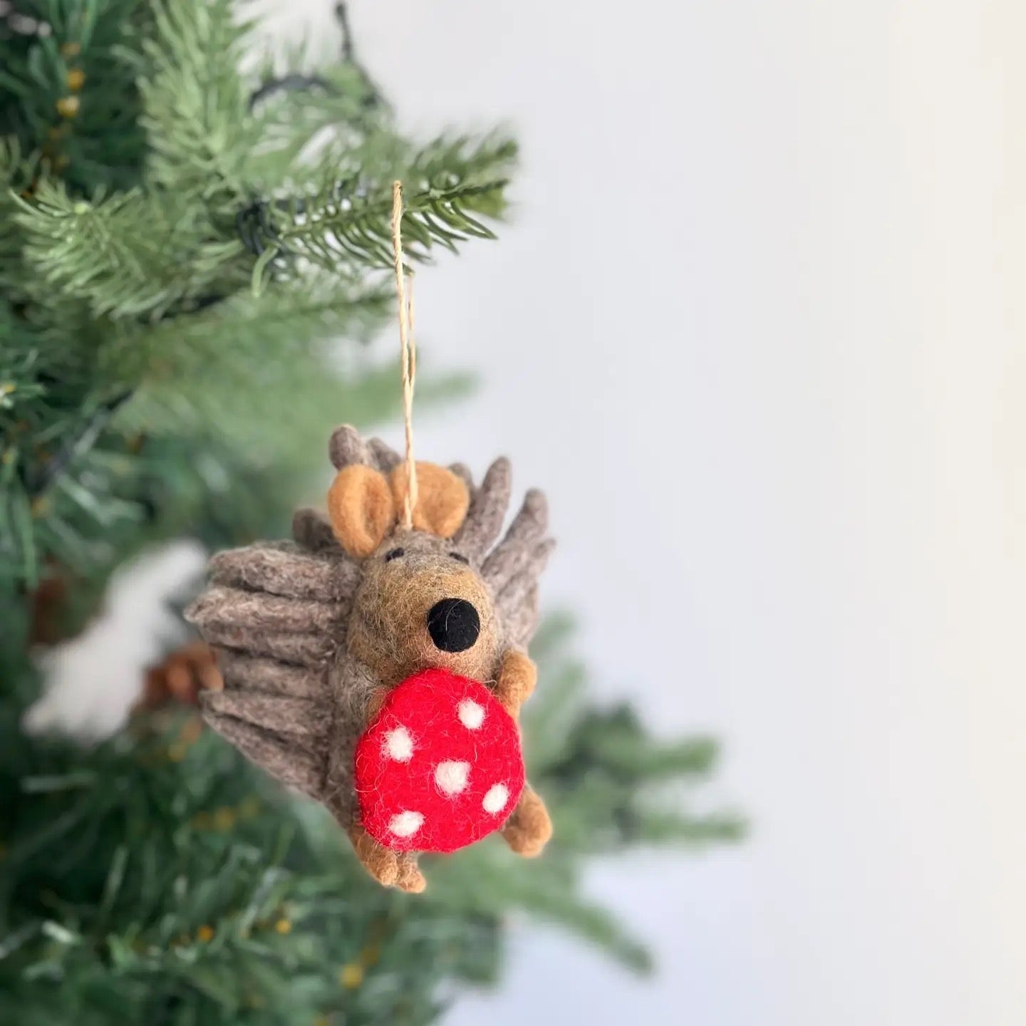 Hedgehog with Mushroom Ornament