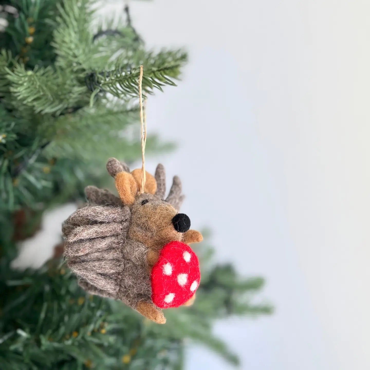 Hedgehog with Mushroom Ornament