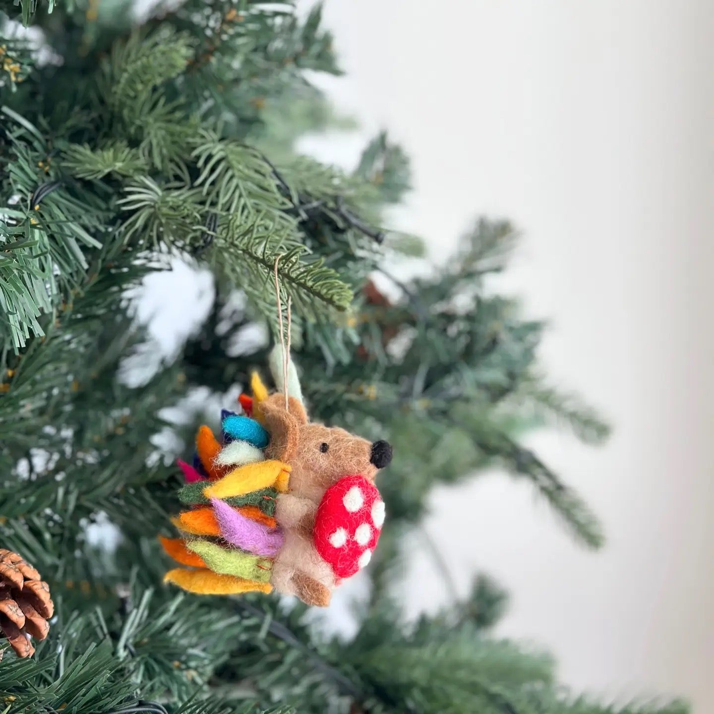 Hedgehog with Mushroom Ornament