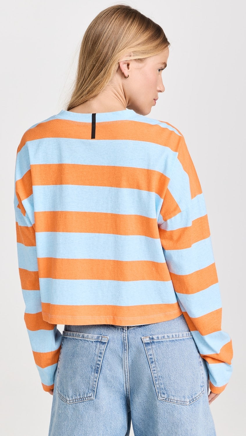 Cropped LS Striped Tee