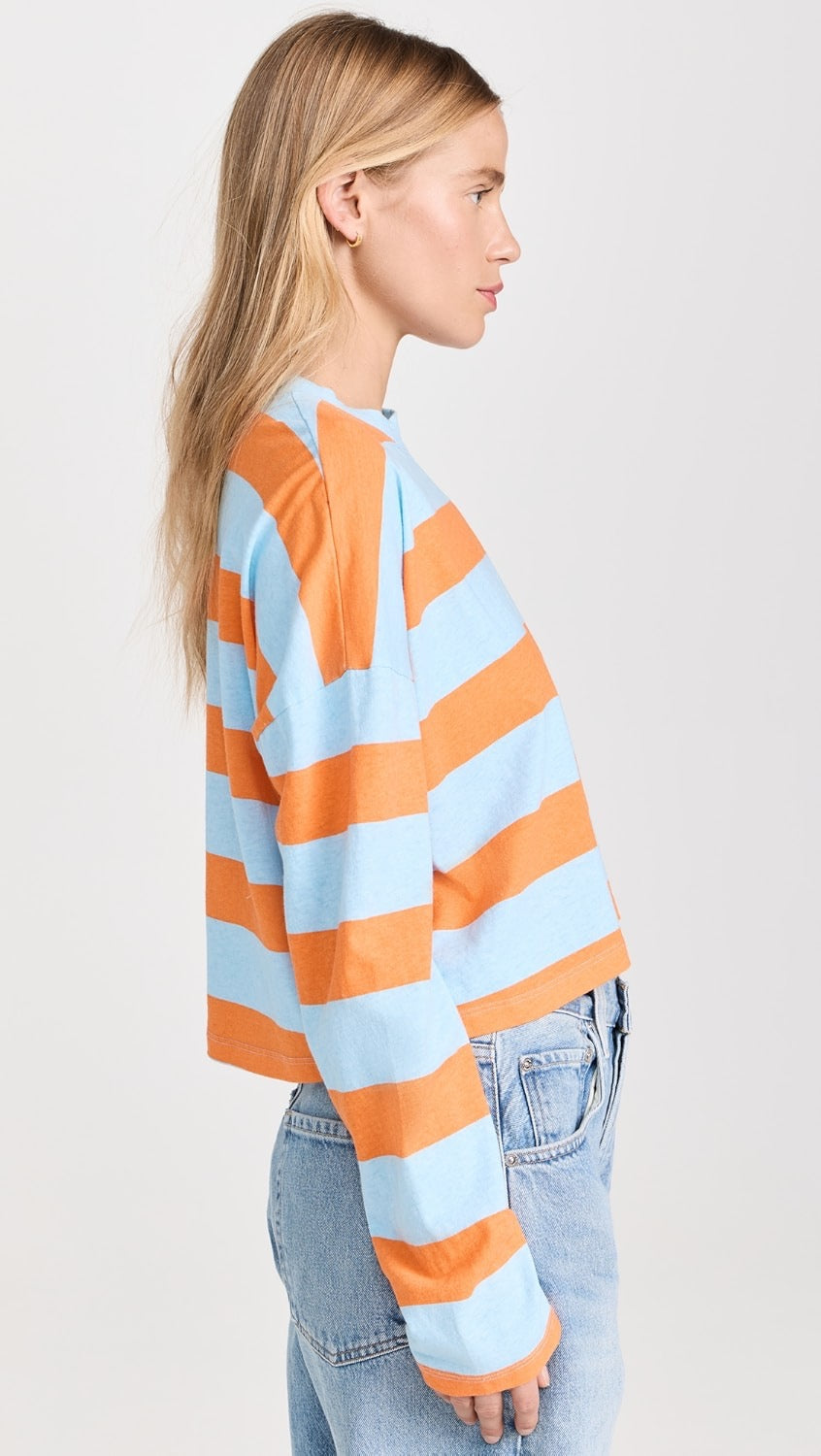 Cropped LS Striped Tee
