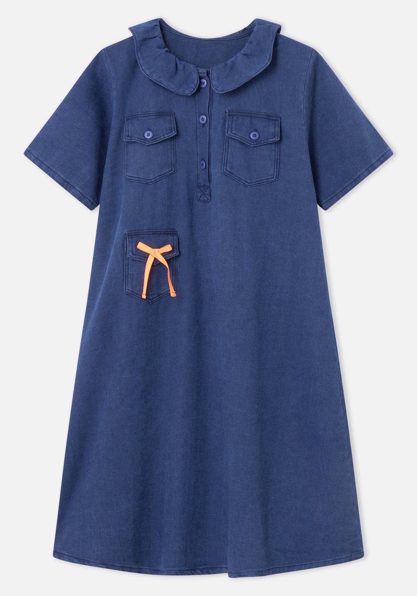 Round Collared Denim Mini Dress