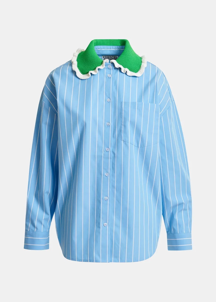 Joyful Crochet Collar Shirt