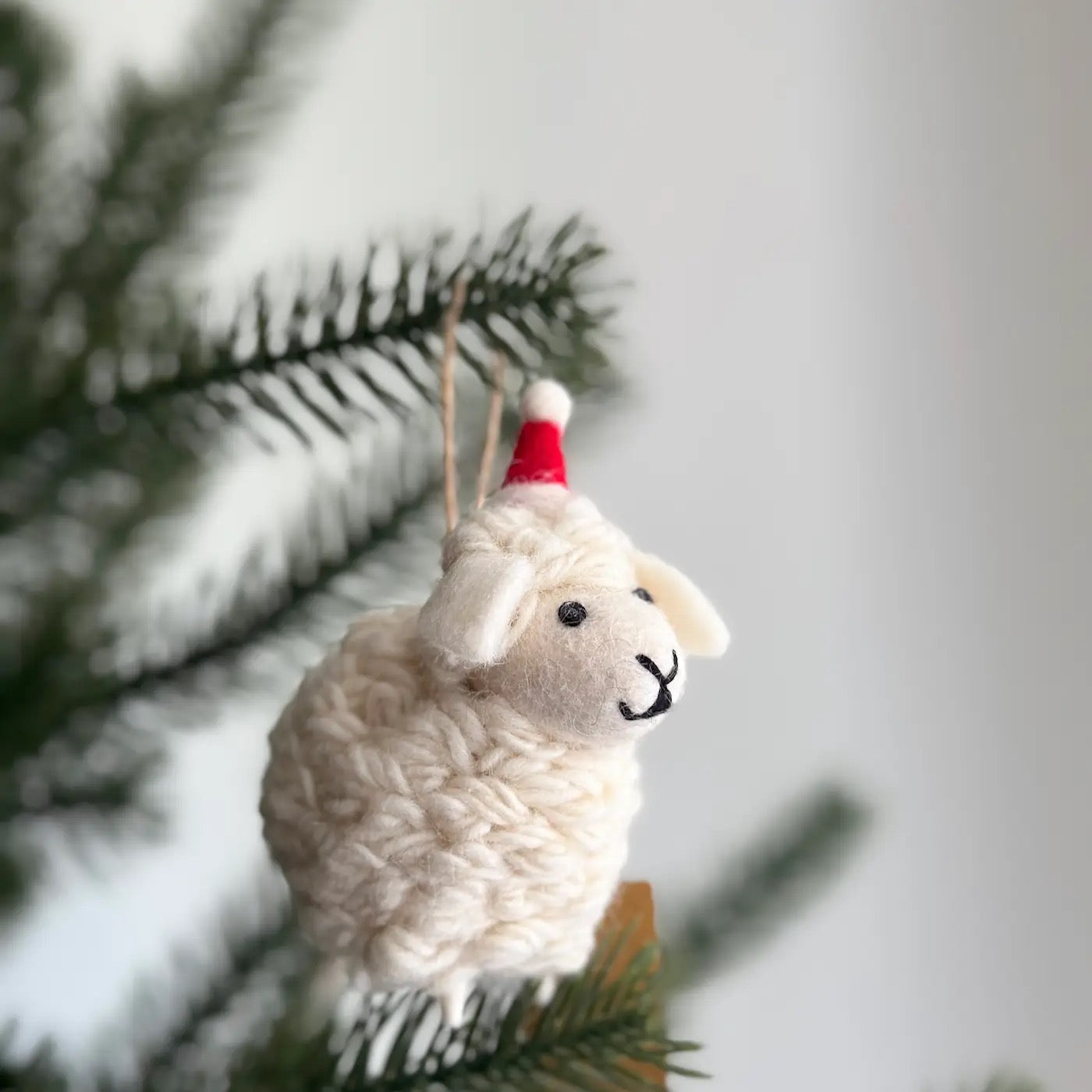 Sheep with Santa Hat Ornament