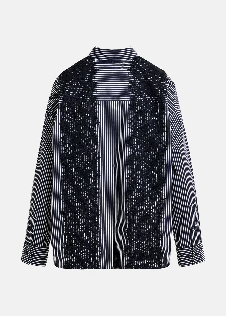 Oversized Shirt with Lace Trim