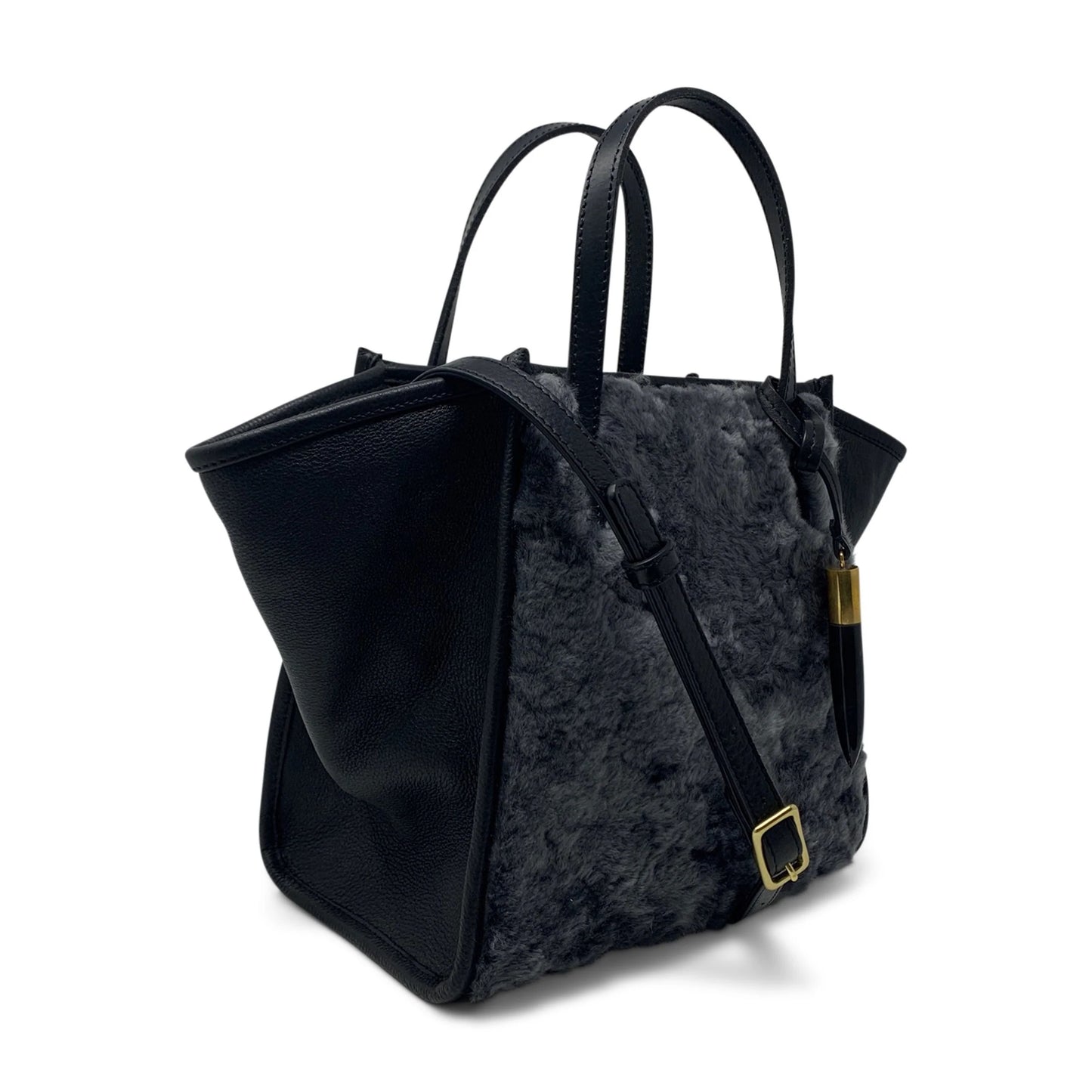 Stone Shearling Mini Tote