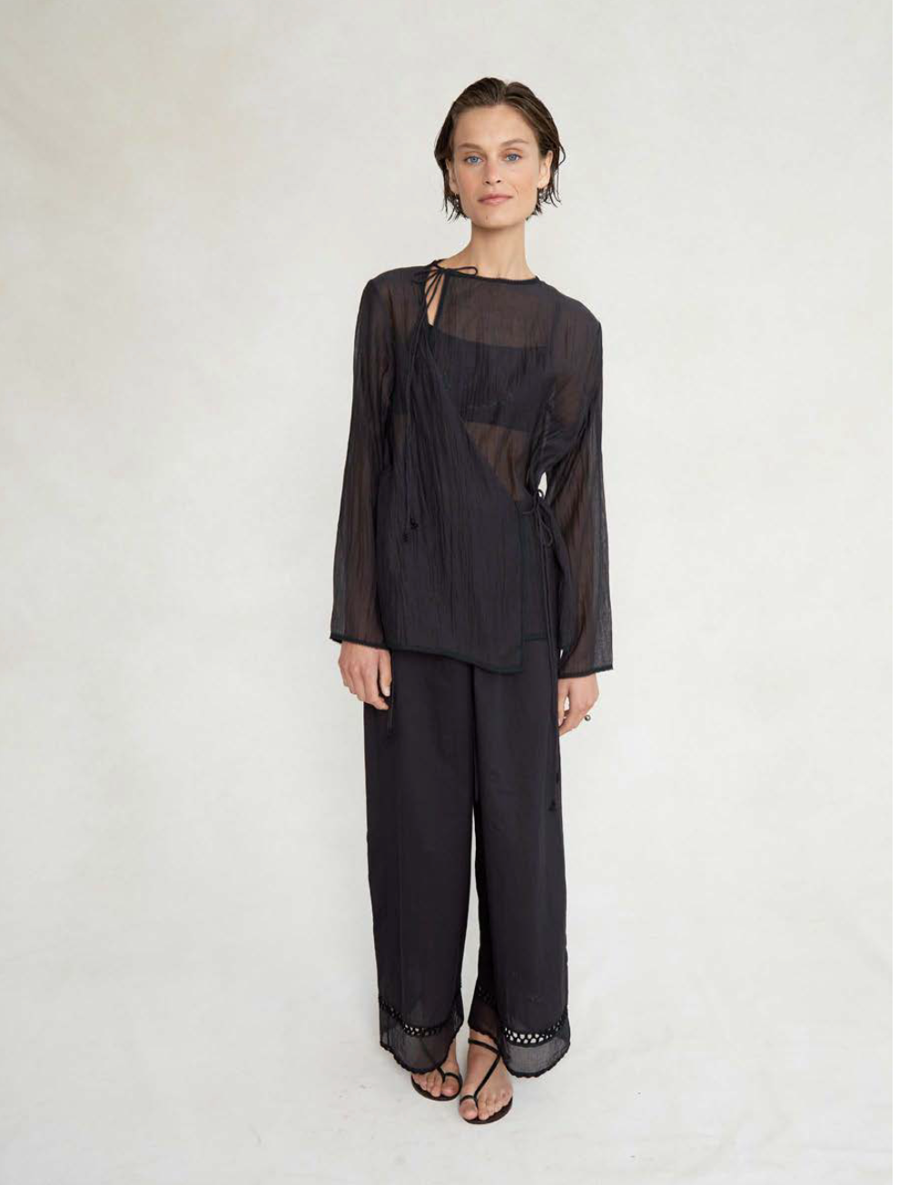 Drawstring Pant with Hand Crochet Trim