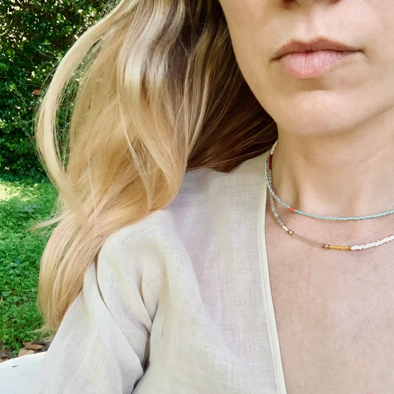 Iceberg Blue Thinnest Line Necklace