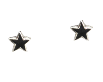 Black Enamel Star Studs