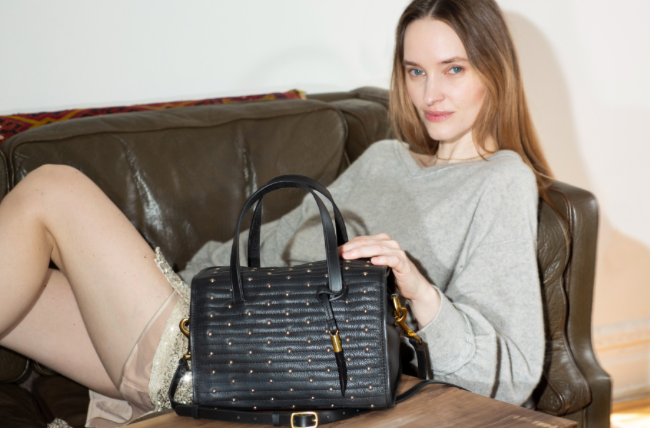 Ella Bag - Black Quilted Stud