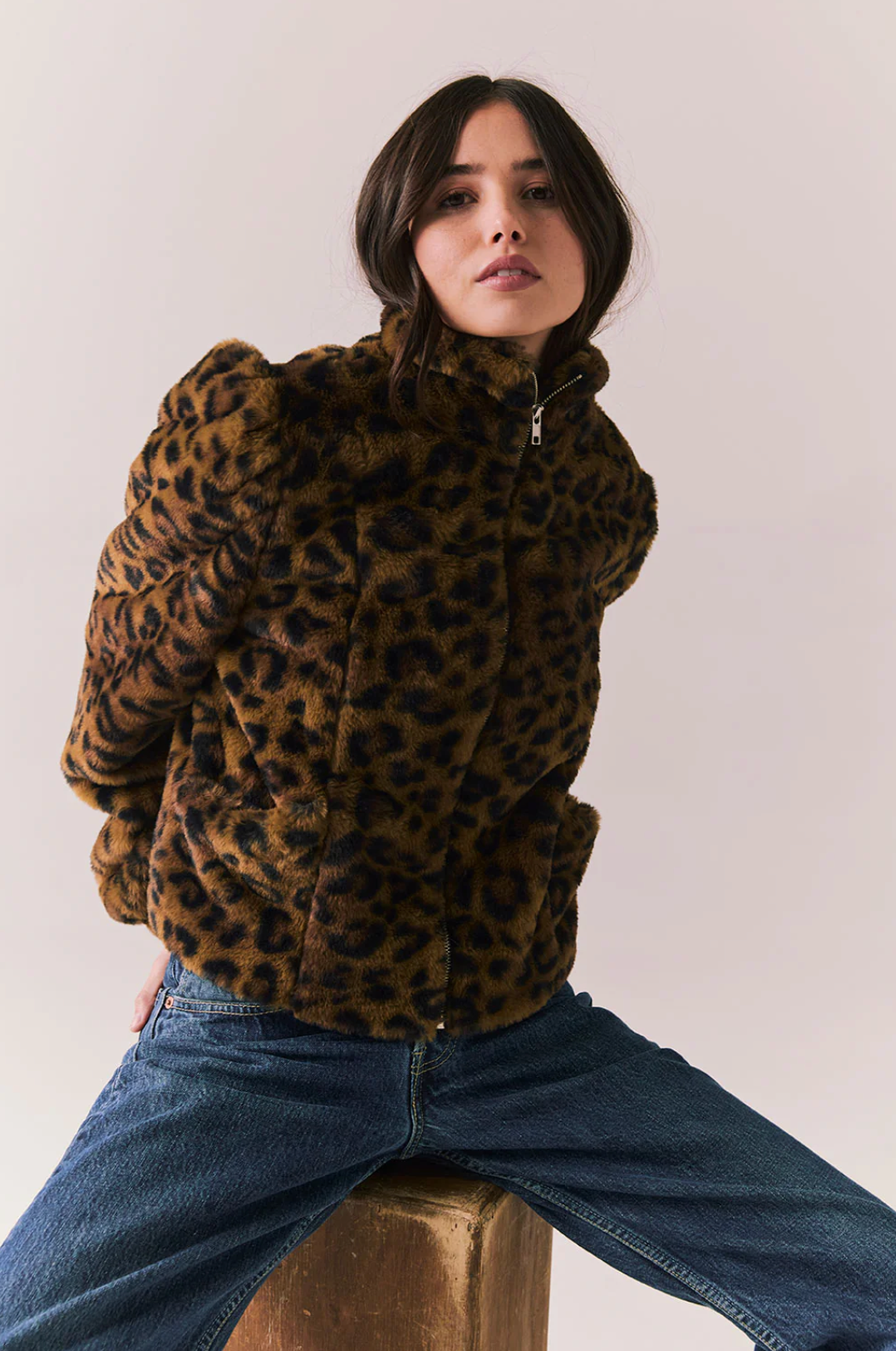 Leopard Puff Sleeve Jacket