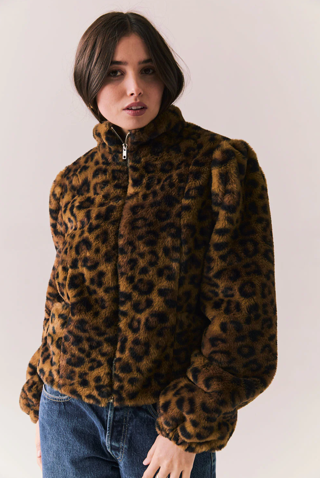Leopard Puff Sleeve Jacket