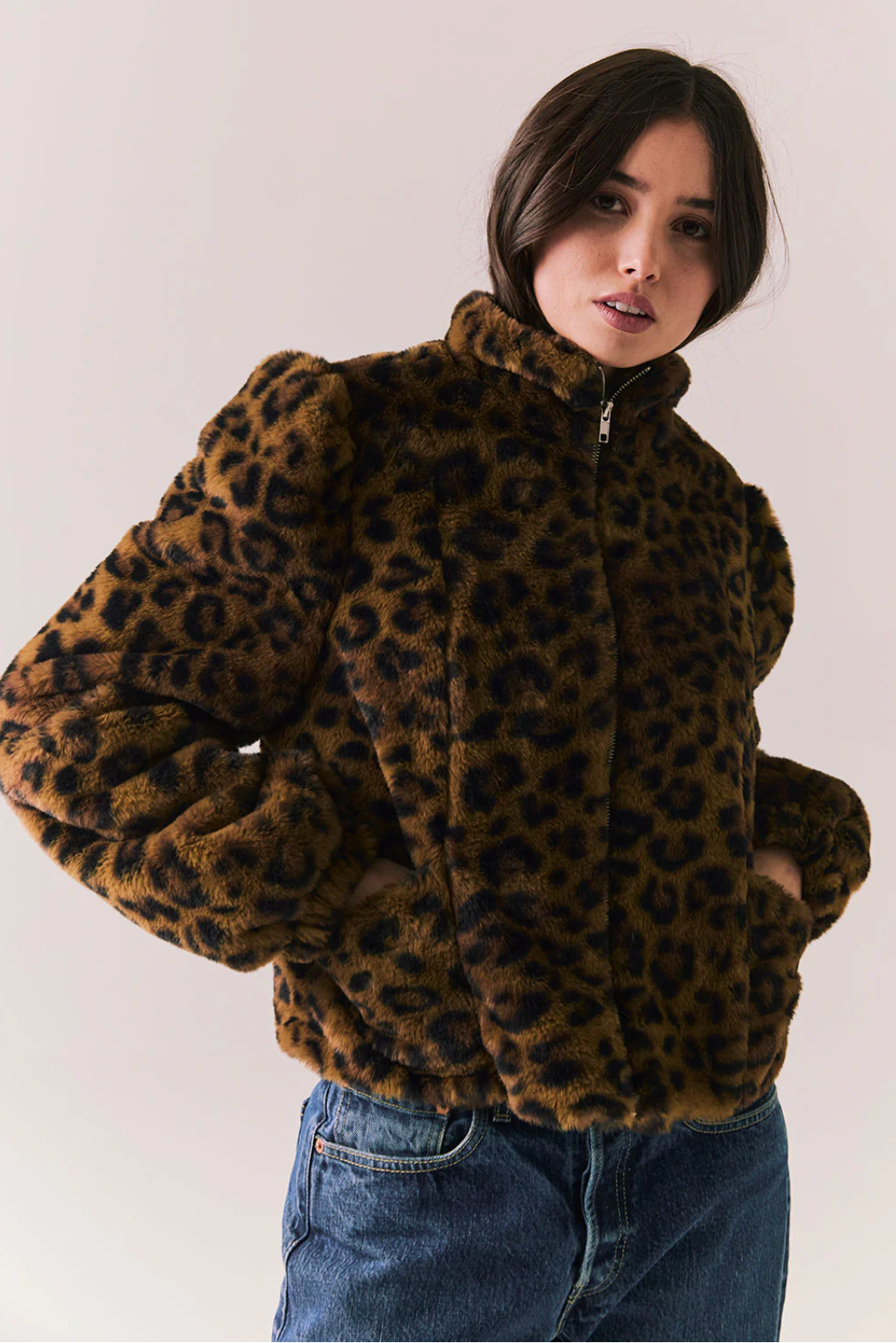Leopard Puff Sleeve Jacket