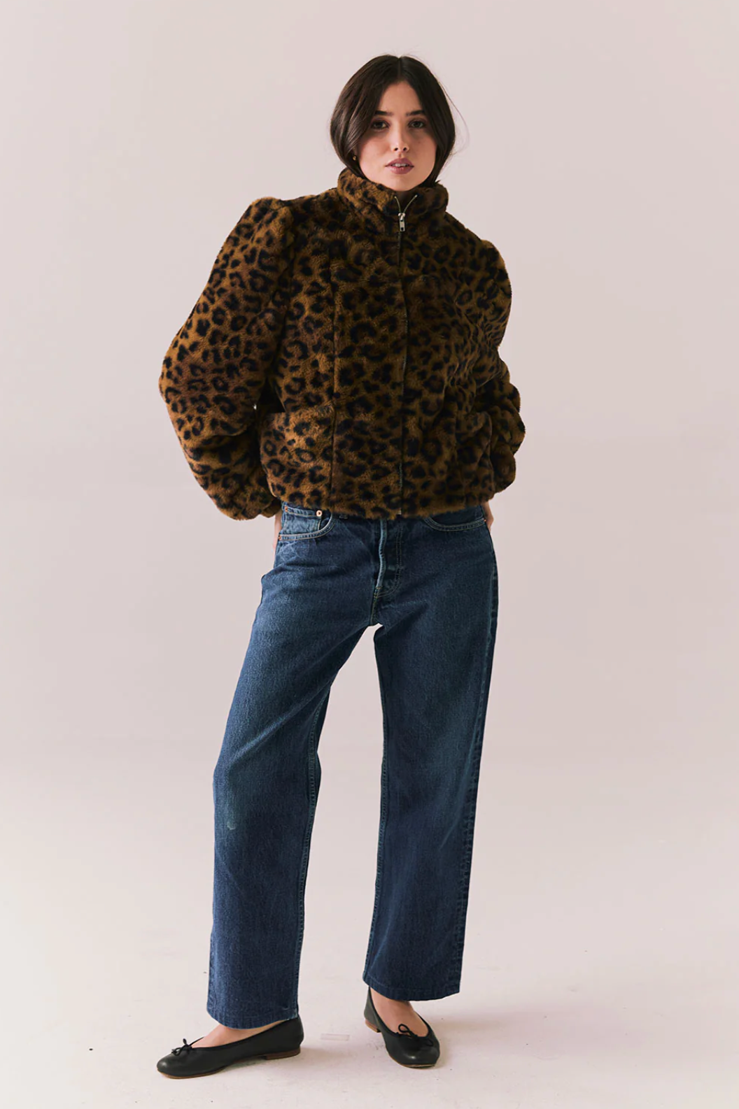 Leopard Puff Sleeve Jacket
