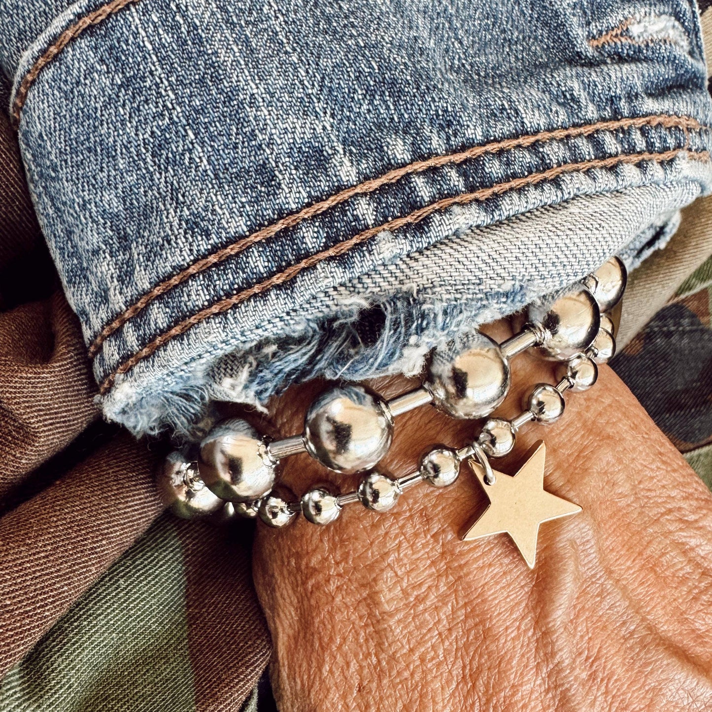 Brass Star Charm Bracelet : 7