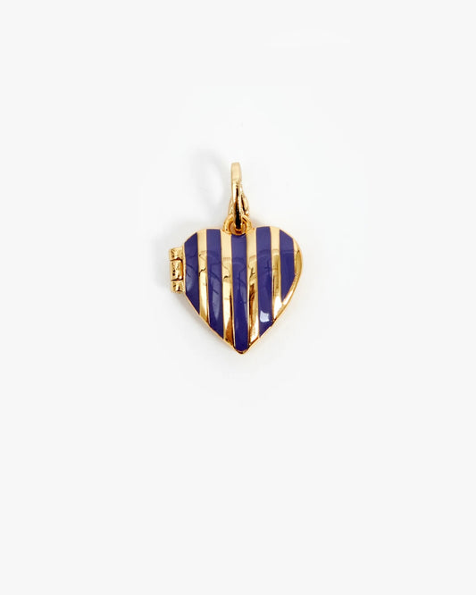 Stripe Heart Locket Charm