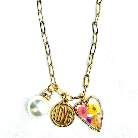 Pearl Floral Love Necklace