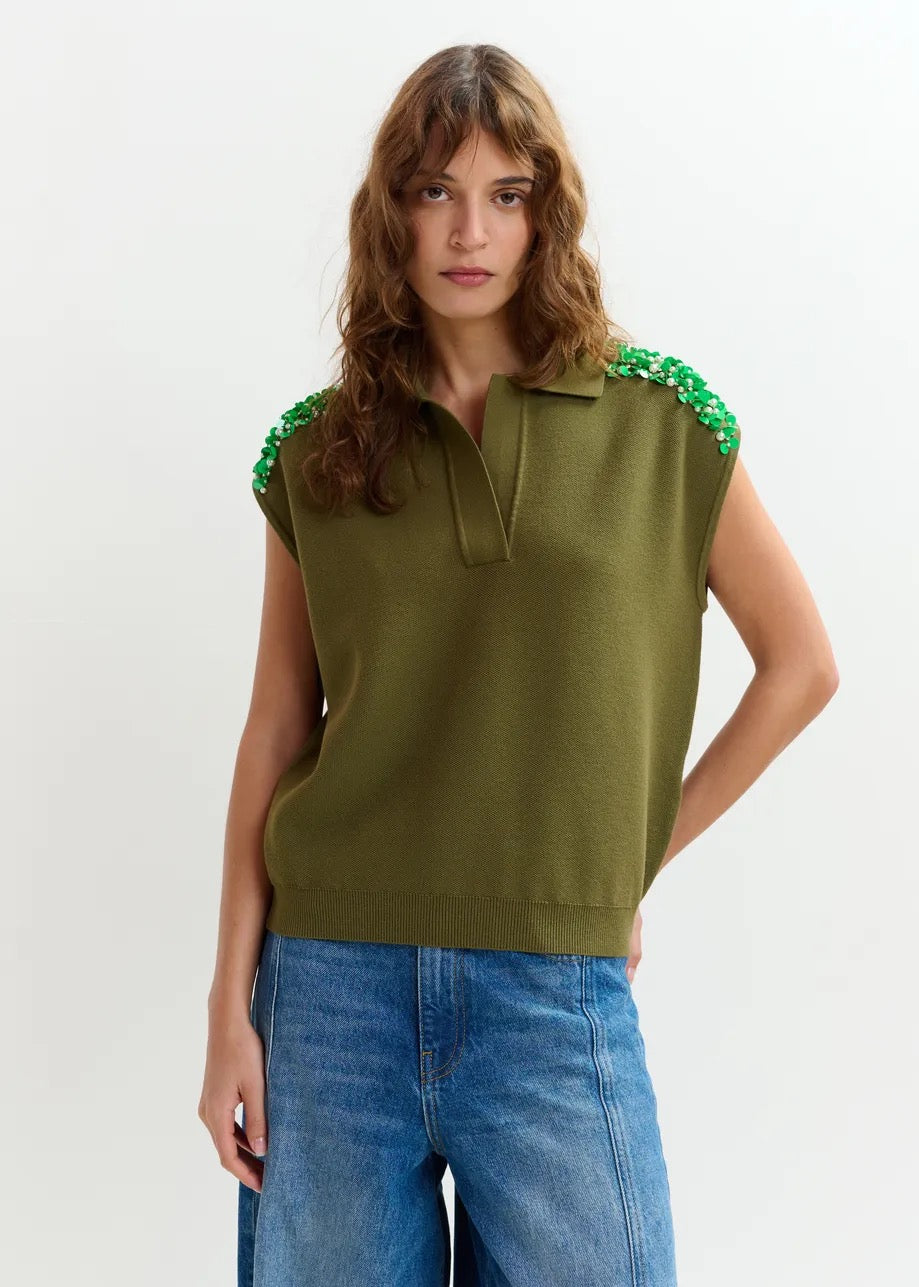 Joline Embroidered Knit Polo