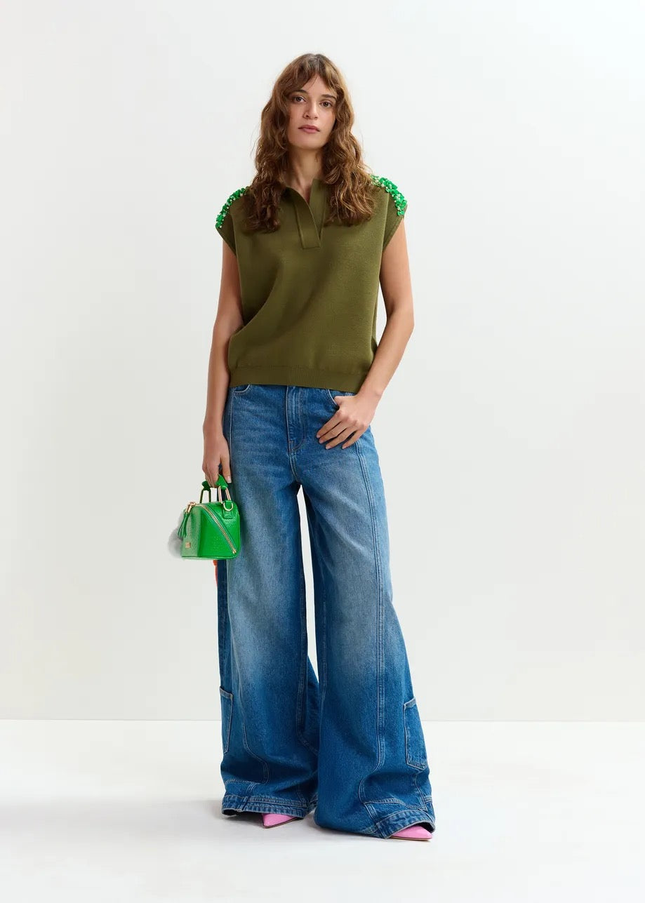 Joline Embroidered Knit Polo