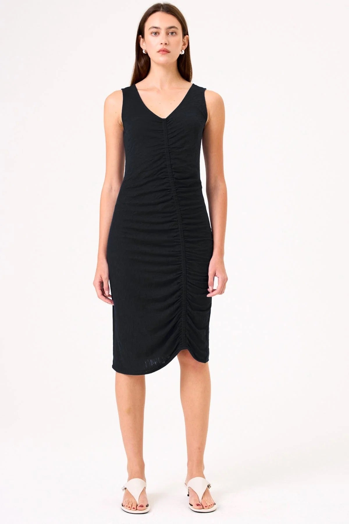V Neck Ruched Dress