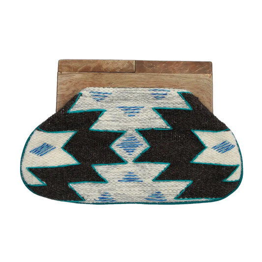 Blue and Grey Geometric Clutch