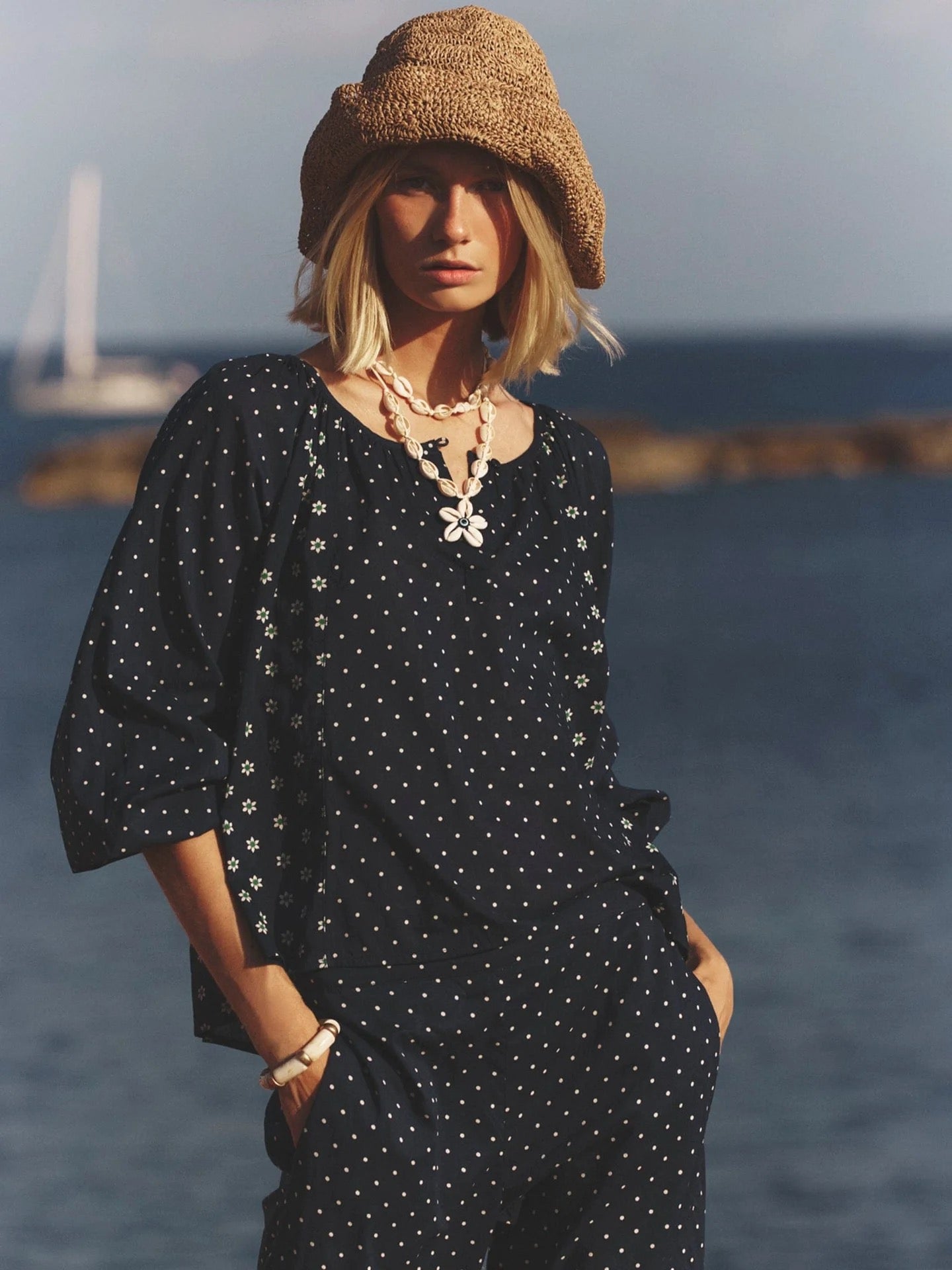 Navy Daisy Willa Top