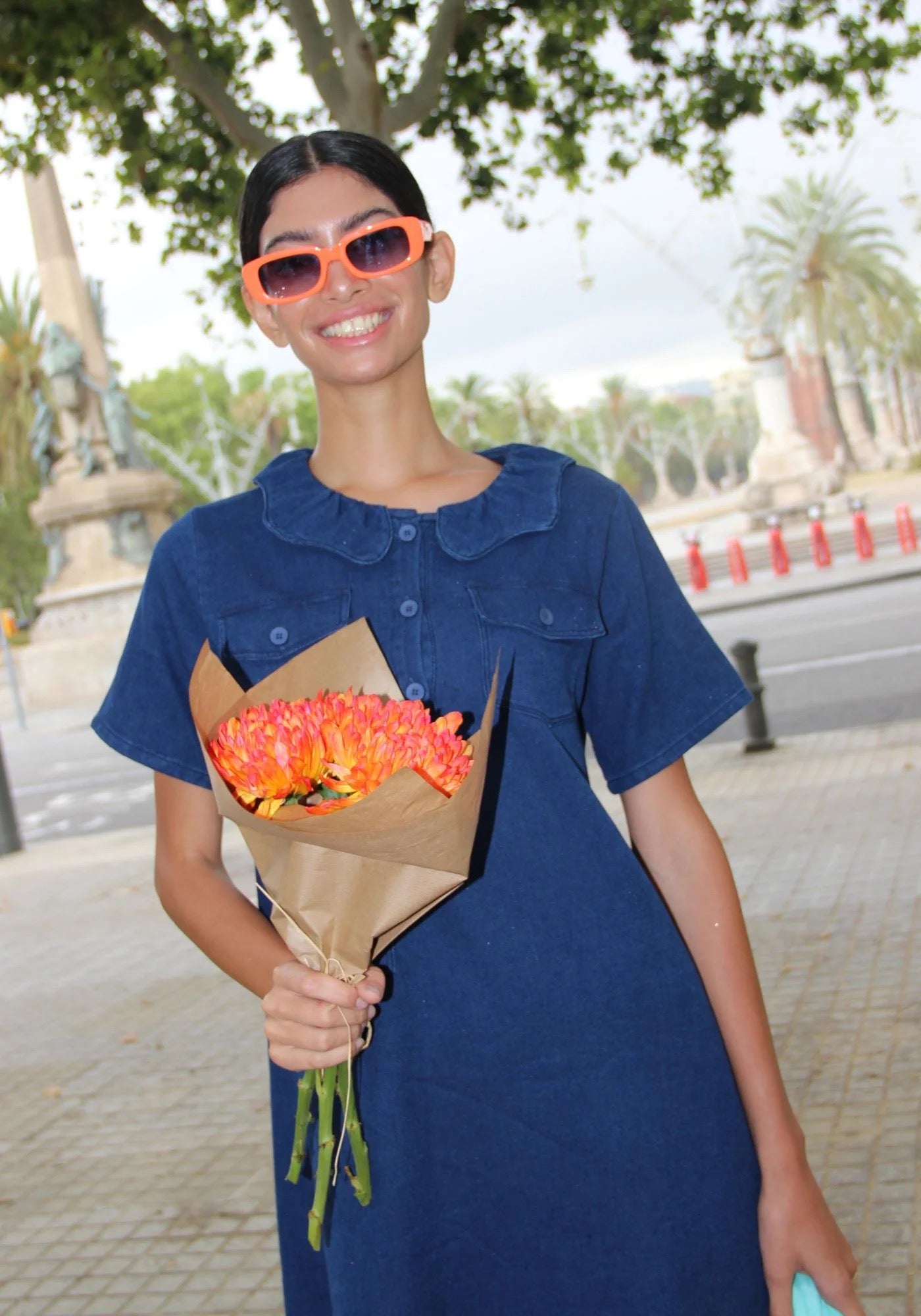 Round Collared Denim Mini Dress