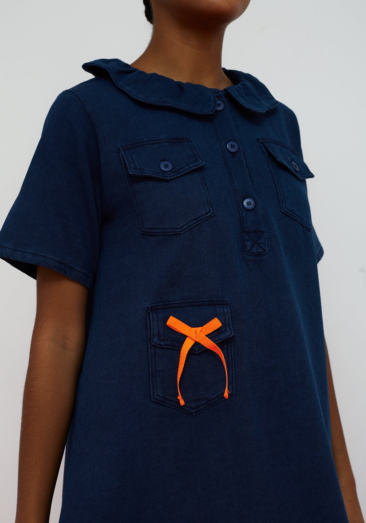 Round Collared Denim Mini Dress