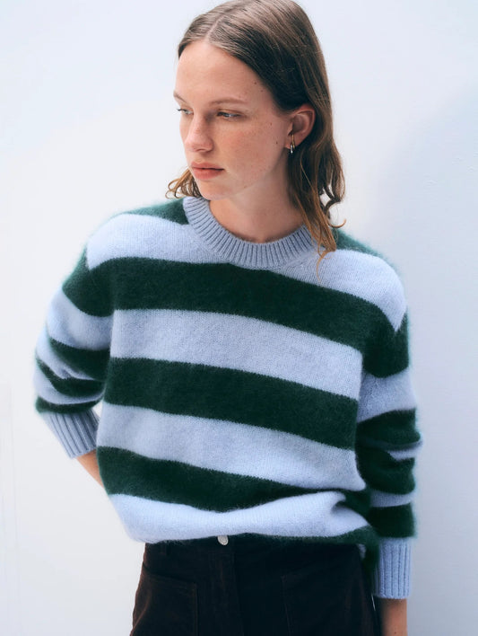 Brushed Cashmere Striped Crew