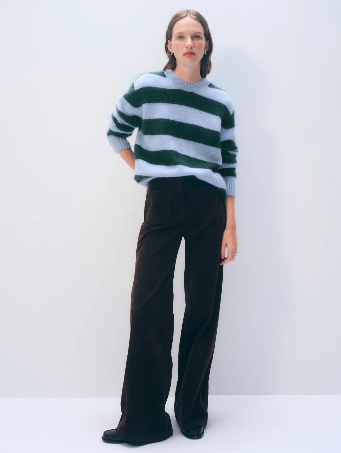 Brushed Cashmere Striped Crew