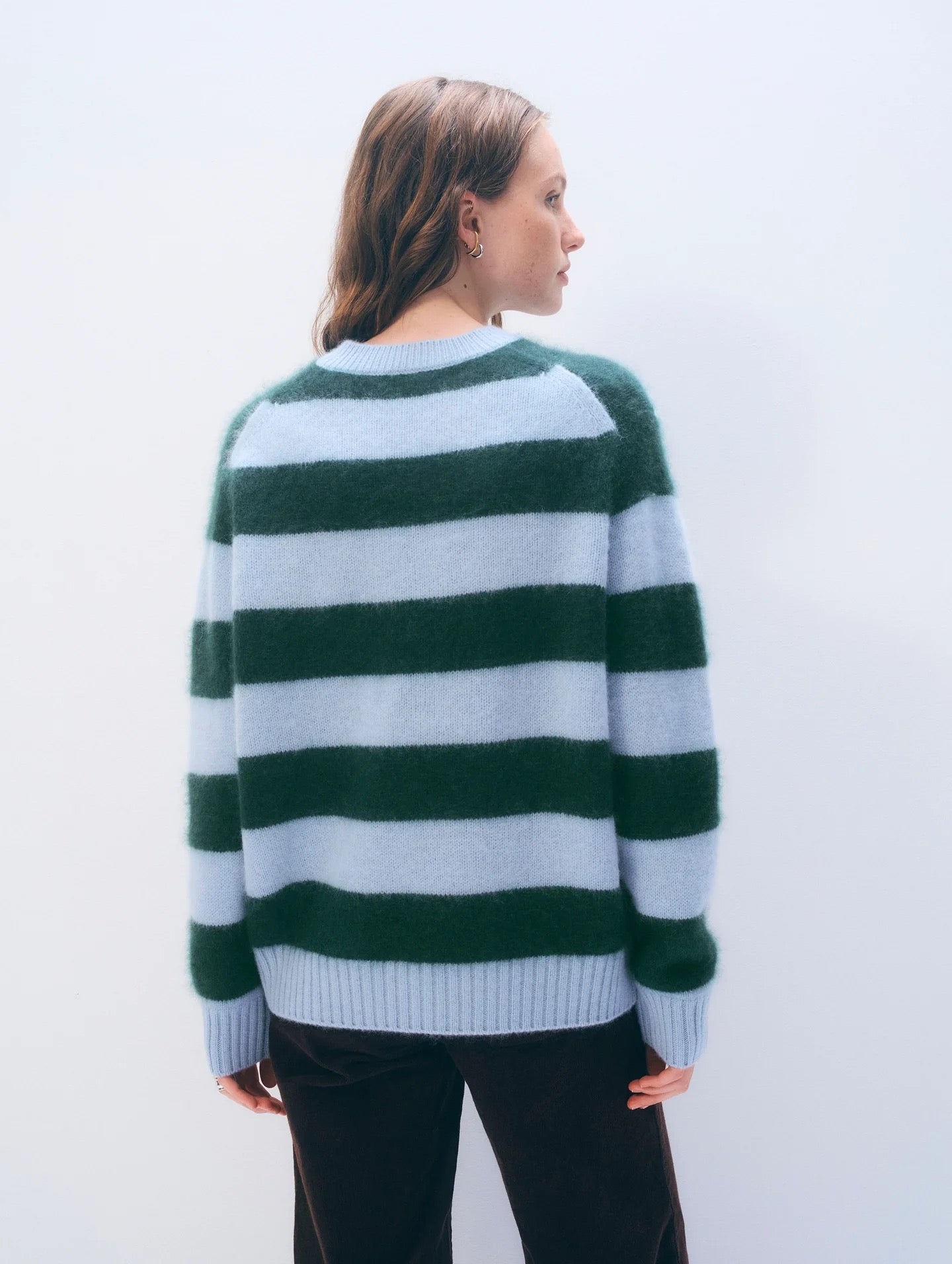 Brushed Cashmere Striped Crew
