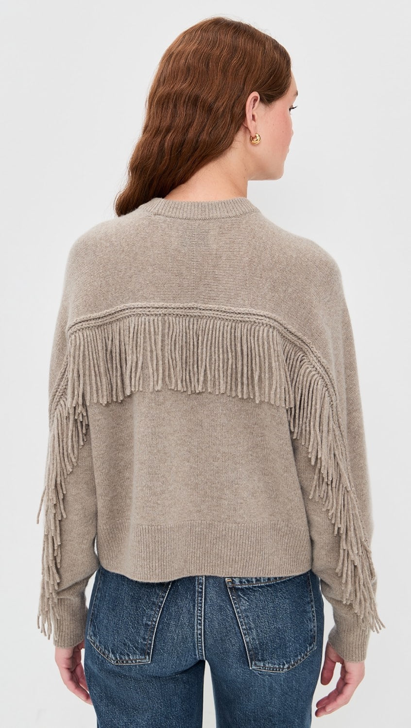 Cashmere Blend Luxe Fringe Crew