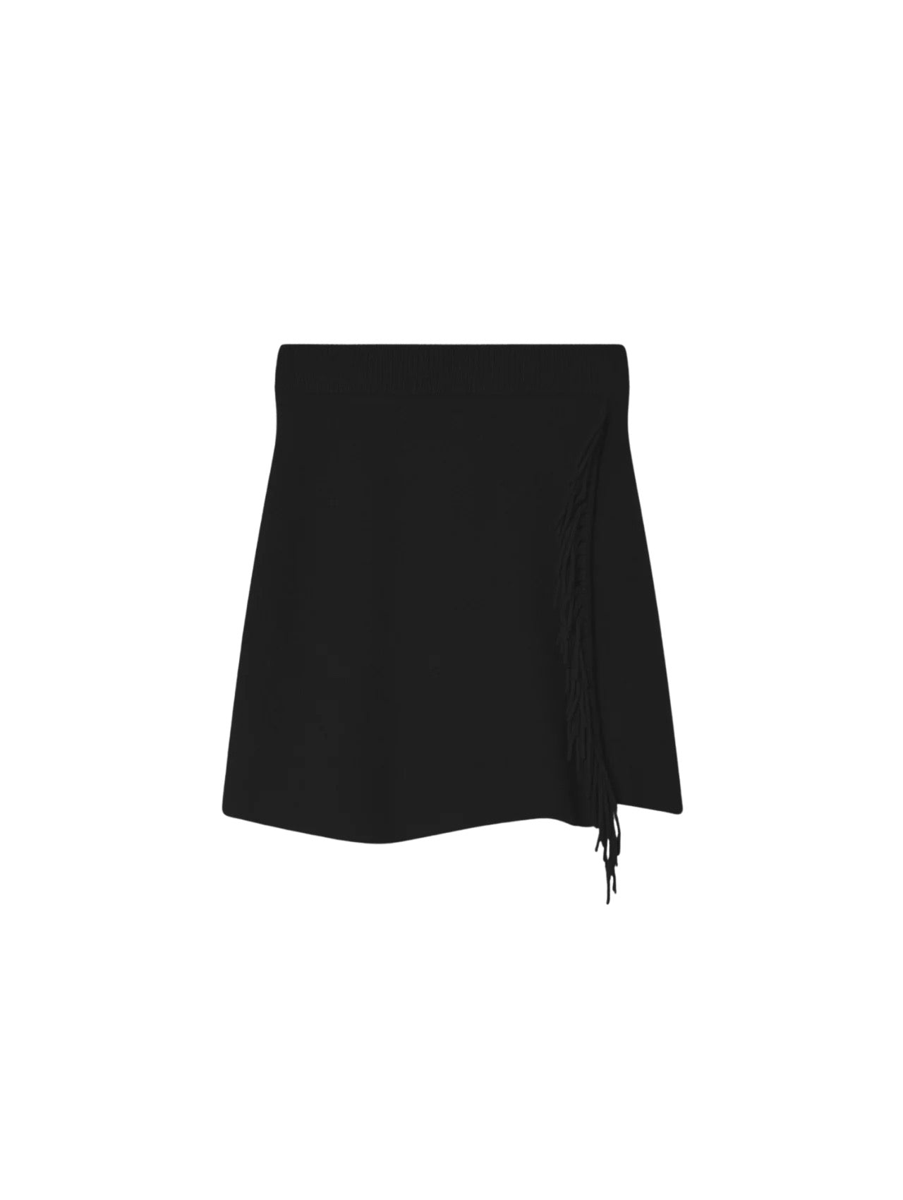 Brushed Cashmere Fringe Mini Skirt