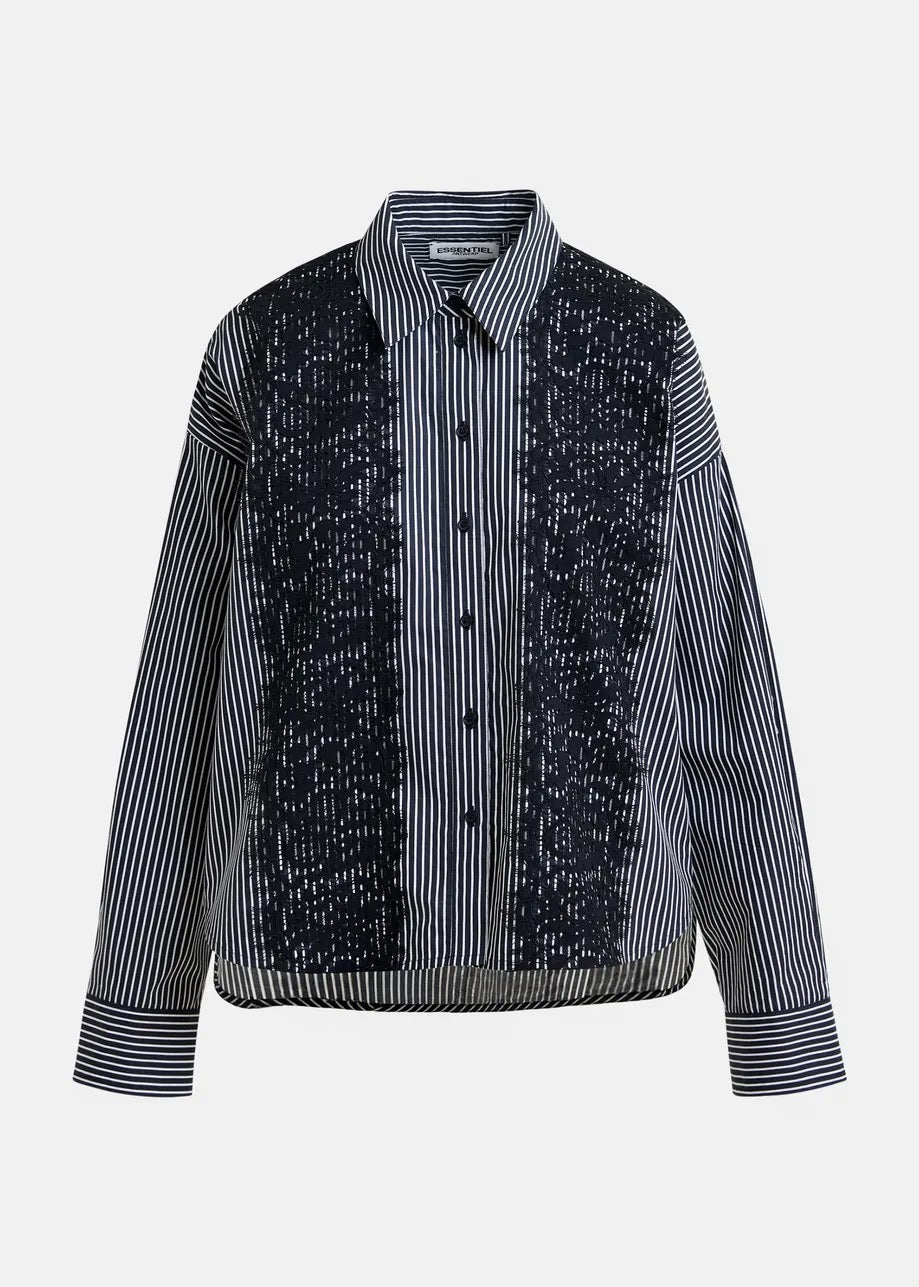 Oversized Shirt with Lace Trim