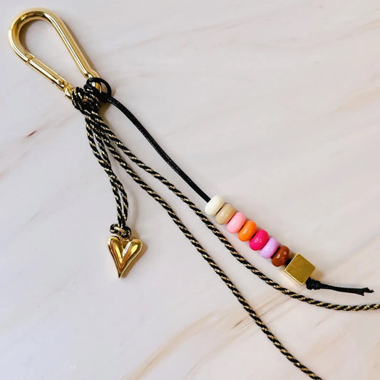 Heart and Bead Bag Charm