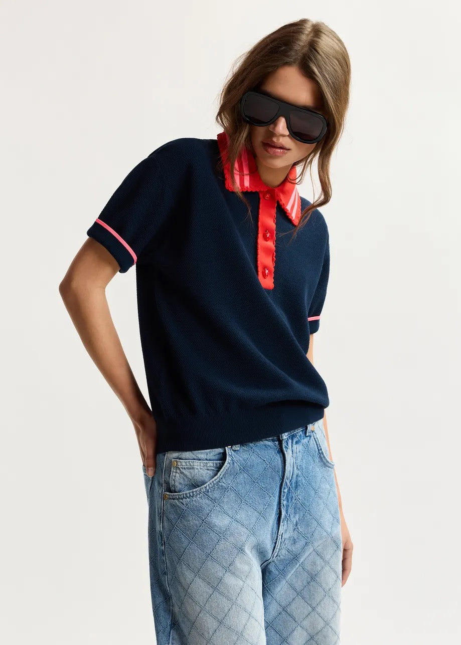 Kontrast Knitted Polo