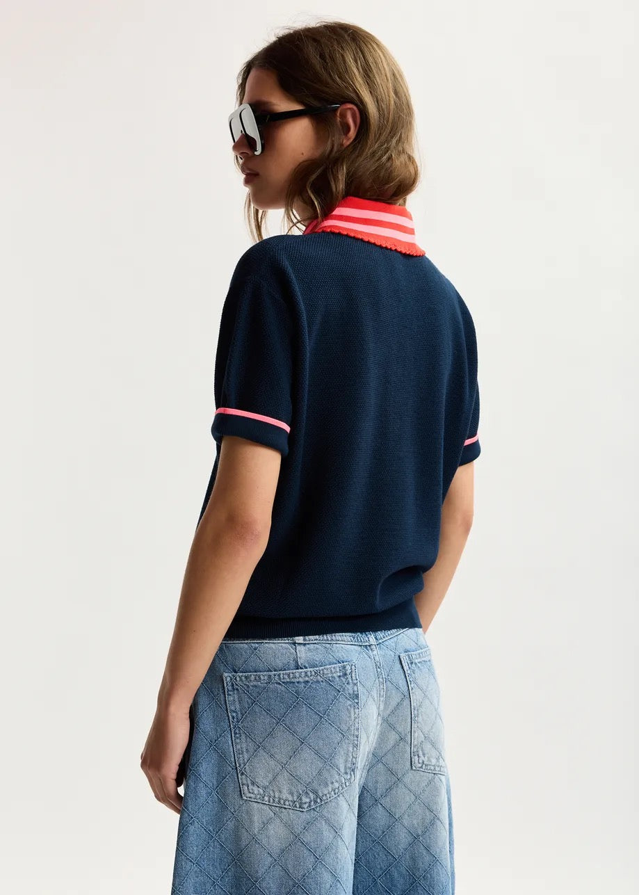 Kontrast Knitted Polo